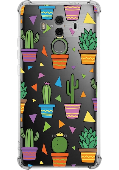 Prinrify Huawei Mate 10 Pro Uyumlu Water Color 4 Baskılı Şeffaf Köşe Korumalı Antişok Kılıf Şeffaf