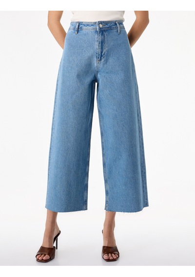 Koton Düğmeli Yüksek Bel Rahat Kesim Denim Pantolon - Culotte Jeans Açık İndigo 6sal40112md Koton Düğmeli Yüksek Bel Rahat Kesim Denim Pantolon - Culotte Jeans Açık İndigo 6sal40112md