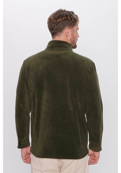 Tudors Erkek Standart Fit Rahat Kesim Tüylenme Yapmayan Soğuk Geçirmez Haki Dik Yaka Polar Sweatshirt-31982-haki Haki