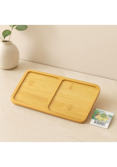 Bambu Ahşap 2 Bölmeli Dikdörtgen Mini Tepsi - 12x23.4 Cm Diğer
