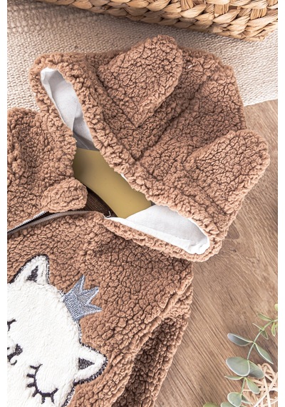 Babymod Kedi Figürlü Peluş Welsoft Kız/erkek Bebek Tulum Kahverengi