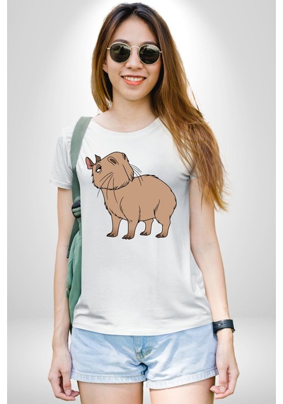 Chispi Unisex Unisex Beyaz Organik Baskılı T-shirt Penye Yüksek Kalite Beyaz
