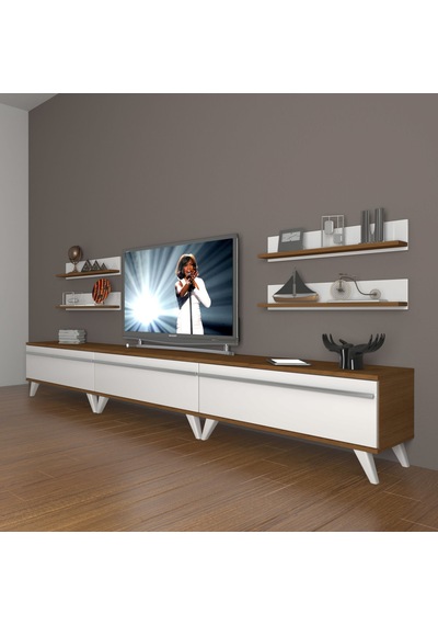 Decoraktiv Eko 270r Mdf Retro Tv Ünitesi Tv Sehpası Ceviz - Beyaz