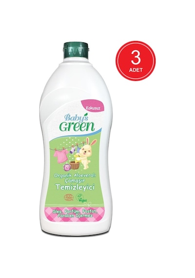 Baby's Green Organik Aloeveralı Çamaşır Deterjanı Kokusuz 60 Yıkama 3 x 750 ML
