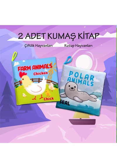 2 Kitap Tox Ingilizce Çiftlik Hayvanları ve Kutup Hayvanları Kumaş