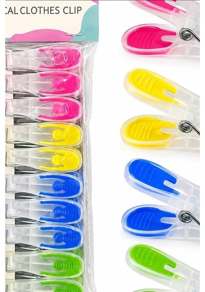 Silikon Ağızlı Şeffaf Plastik Mandal Seti, Bas Aç Pratik Çamaşır Mandalı 10 Adet Bx-316853 Diğer
