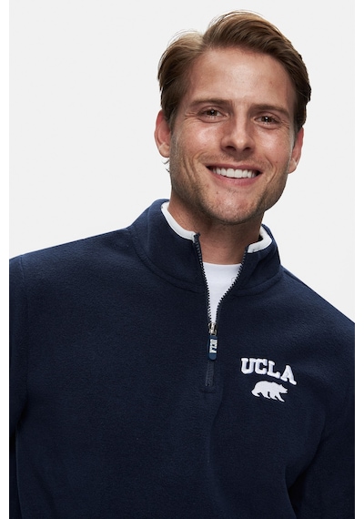 Ucla Cornıng Koyu Lacivert Yarım Fermuarlı Nakışlı Polar Standard Fit Erkek Sweatshirt Koyu Lacivert