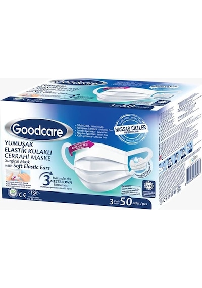 Goodcare Maske 10Lu Kalın Lastikli 24 x 10'lu Beyaz