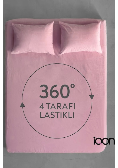 İqon Ranforce Dokuma Lastikli Çarşaf Takımı Tek Kişilik - 21 Renk Gül Kurusu