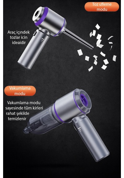 80.000 Rpm Süper Güçlü Kablosuz Süpürge 4 Ü 1 Arada Toz Alma, Hava Üfleme, Pompa & Hava Temizleme - 744792558