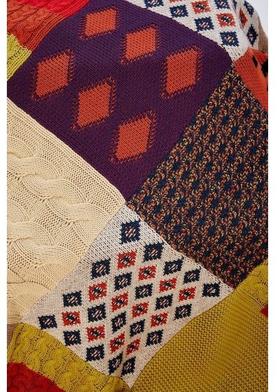 Peraluna Çift Kişilik Patch Özel Tasarım Battaniye 170X250 Cm-170X250 Cm Karışık