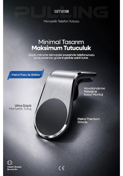 Simex Peteğe Takmalı Manyetik Telefon Tutucu Gri St-201 2 Mixed