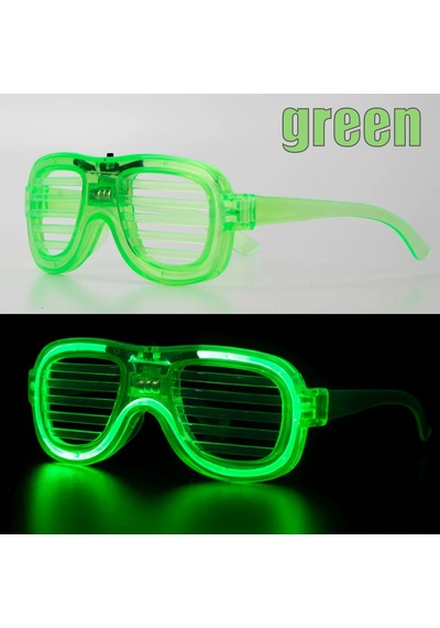 Yeşil Led Işıklı Parti Gözlüğü Neon Glow Şerit Gözlük 3 Modlu