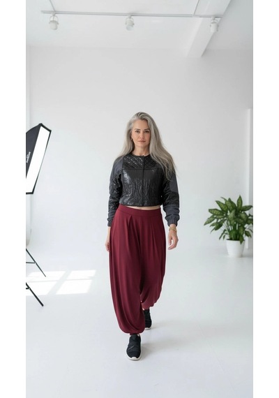 Byemelika Oys Model Sandy Kumaş Şalvar Pantolon Bordo