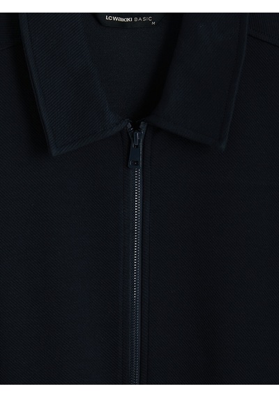 Lcwaıkıkı Classic Lacivert Polo Yaka Erkek Fermuarlı Sweatshirt
