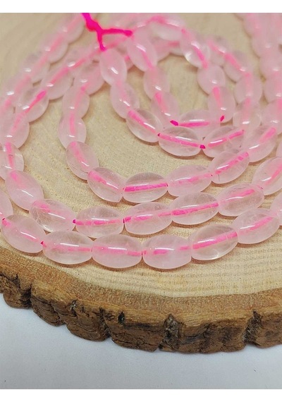 Bileklik Boy Pembe Kuvars Taşı Arpa Kesim Yarım Dizi 6 8.5mm 51114 18cm Uzunluğundadır Çok Renkli