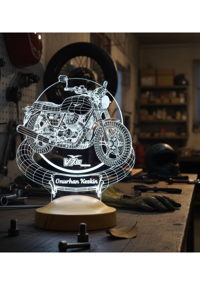 Moto Guzzi V7 Led Lamba Motosiklet Tutkunlarına Kişiye Özel Dekoratif Hediye 2016-2020