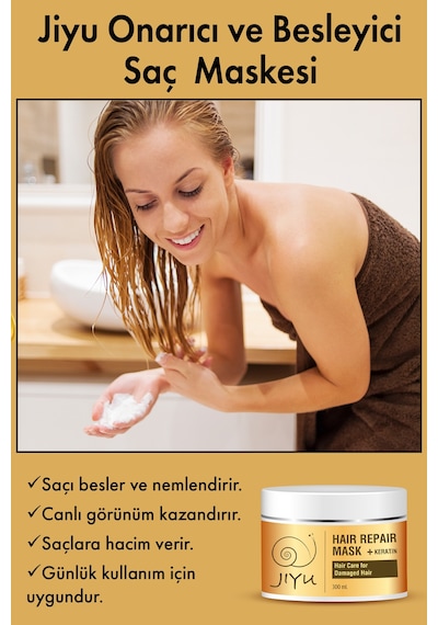 Jiyu Yıpranmış Saçlar İçin Onarıcı Besleyici Keratin Saç Maskesi 300 ML