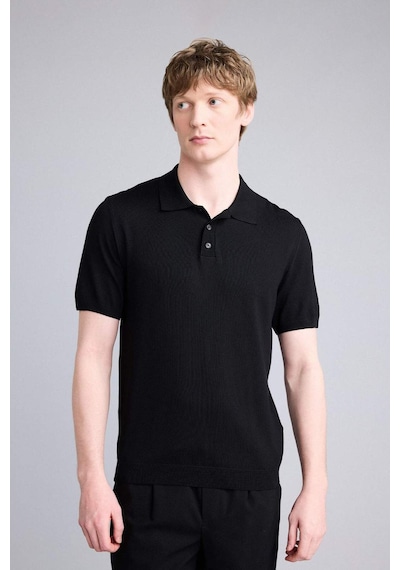 DeFacto Standart Fit Polo Yaka Kısa Kollu Siyah Triko Tişört E3241AX25SPBK27