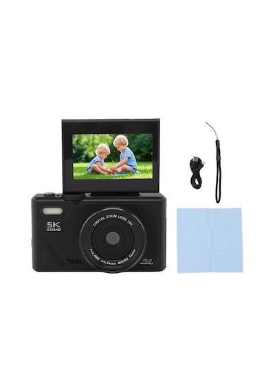 Çeşithane 75mp Hd Retro Dijital Kamera 18x Dijital Zoom, 3 Ekran, Autofocus, Gülümseme Algılama, Siyah