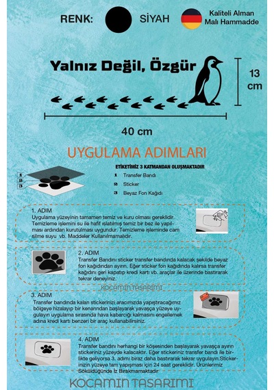 Nihilist Penguen Sticker Yalnız Değil Özgür Penguen Araba Stickerı Siyah Oto Kaput Yazı Sticker 40 Cm