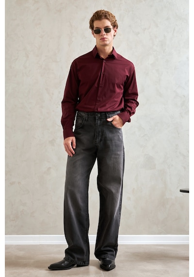 Erkek Ekstra Baggy Jean Pantolon Füme
