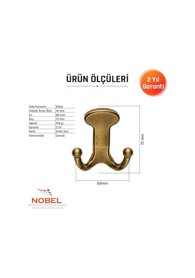 Melon Askı, Metal Vestiyer Askısı, 154 Gr, Dolap Ve Duvar Askılığı, Anti K Sari Vidalı