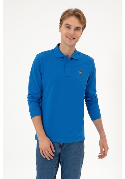 U.S. Polo Assn. Erkek Regular Fit Polo Yaka Koyu Mavi Basic Sweatshirt 50313772-VR032
