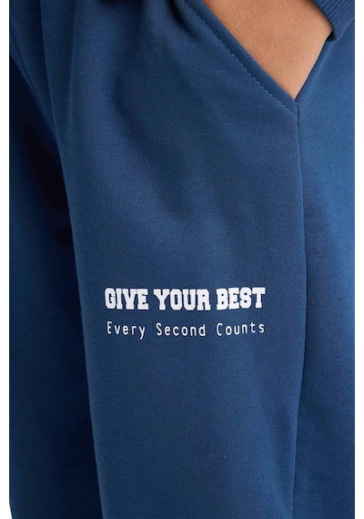 Defacto 2li Takım Baskılı Kapüşonlu Sweatshirt Eşofman Altı Erkek Çocuk G5640a825cwın249 İndigo-ın249