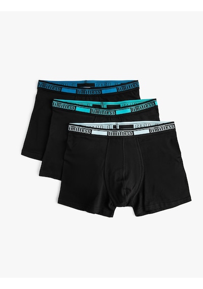 Koton 3'lü Boxer Seti Slogan Baskılı Pamuklu Siyah 4slm90040mk Siyah