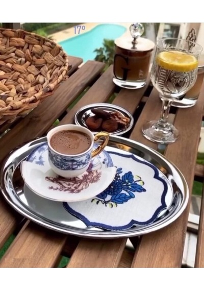 Hitfoni Çelik Servis Sunum Tepsisi Kahve Tepsisi 2 Adet