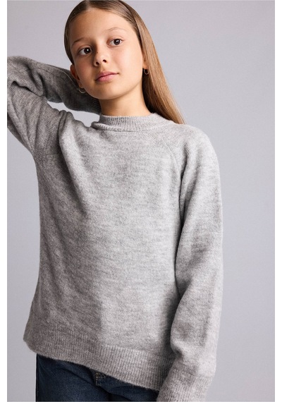 Defacto Reglan Kol Bisiklet Yaka Triko Basic Kazak Kız Çocuk H8406a826augr91 Gri-gr91