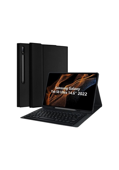 Samsung Galaxy Uyumlu Tab S8 Ultra Sm-x900 X903 X905 X906 Kılıf Kablosuz Klavyeli Kılıf Mobax Türkçe Klavye