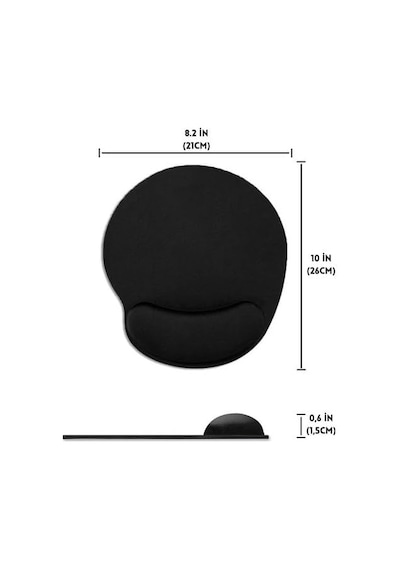 Bilek Destekli Ergonomik Mouse Pad, Rahat Fare Padi, Fare Altlığı, Ofis Ve Oyun İçin, Kaymaz Taban, Siyah