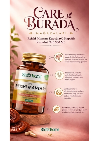 Shiffa Home Reishi Mantarı Kapsül 60 Kapsül + Karadut Özü 500 ML