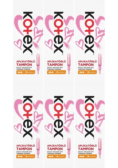 Kotex Aplikatörlü Tampon Normal 48 Li Set 6pk 8