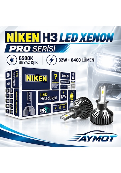 Niken H3 Pro Serisi Led Xenon Far Ampulü 6500k Güçlü Beyaz Işık -