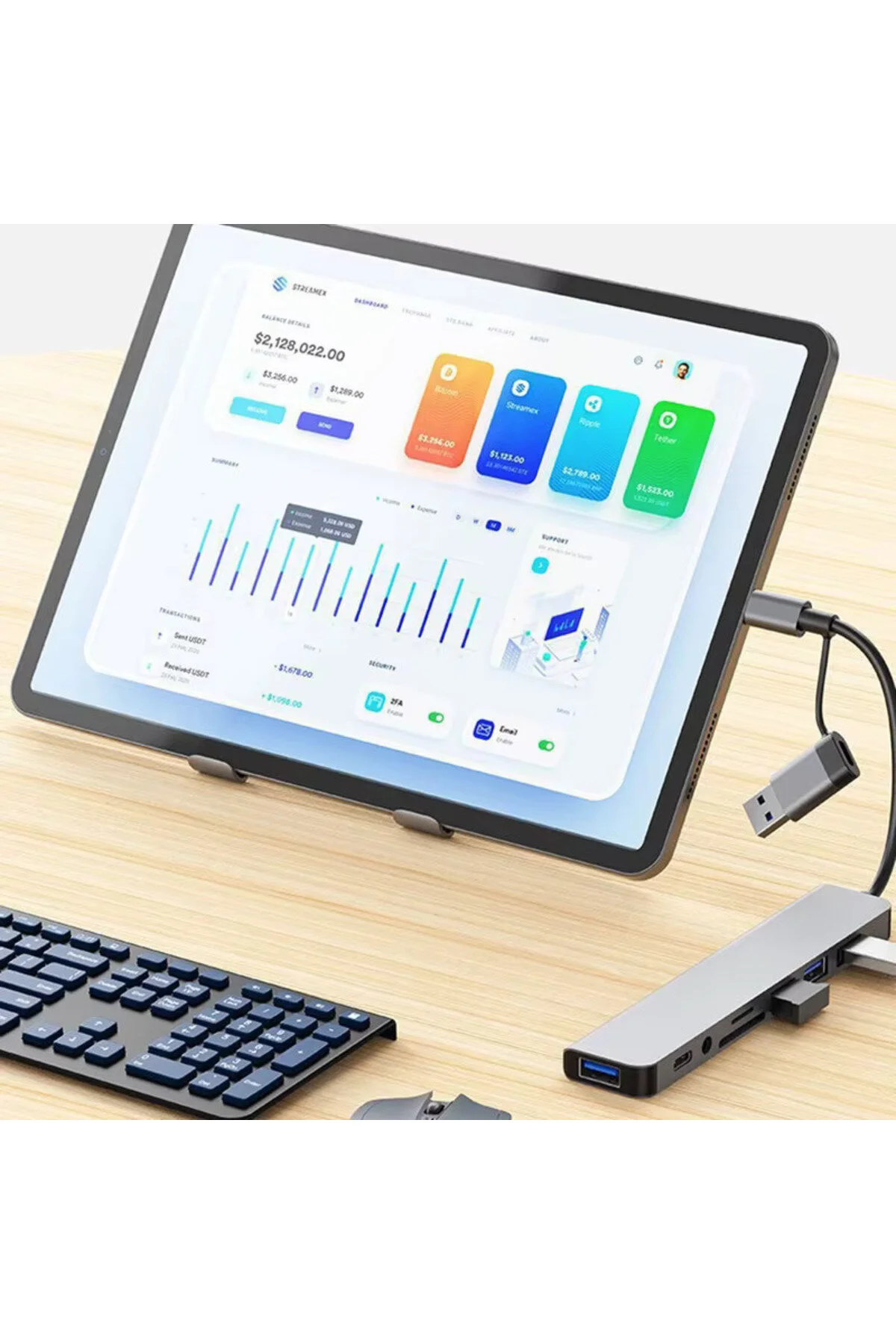 8 İn 2 Dönüştürücü Usb-c & Usb 3.0 Hub Çoklayıcı Usb Type-c Sd/tf Ve Aux Çevirici Güncel Versiyonlu
