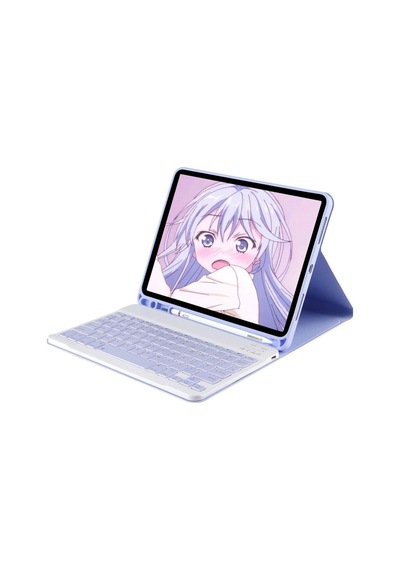 İpad Uyumlu Pro 12.9 2024 Kılıf Kc01 Smart Klavyeli Tablet Kılıfı - Lila