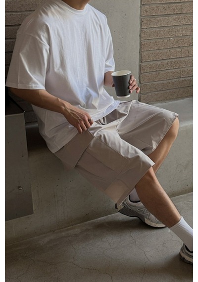 Tarz Cool Erkek %100 Pamuklu Kalın Dokulu Oversize Bisiklet Yakalı T-shirt Beyaz