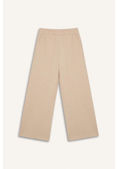 DeFacto Kız Çocuk Beli Lastikli Wide Leg Geniş Bol Paça Bürümcük Pantolon E1103A825SPBG286 Bej