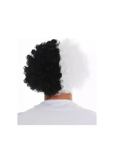Siyah Beyaz Kıvırcık Afro Bonus Peruk Taraftar Bonus