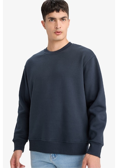 Defacto Relax Fit Bisiklet Yaka Kalın İçi Yumuşak Tüylü Basic Düz Sweatshirt T5139az25aunv163 Lacivert