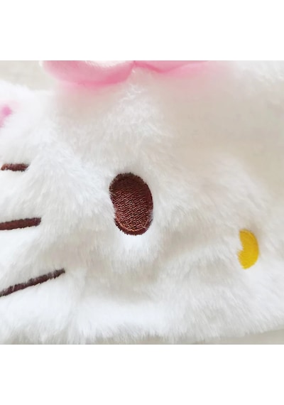 Mj Toys Sanrio Kuromi Hello Kitty Şapka Kulakları Hareket Eden Şapka Işıklı Modlu Peluş Bere Şapka Beyaz