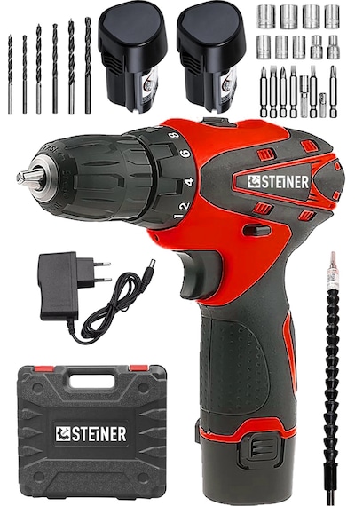 Steiner Titan 36 V Çift Akülü Şarjlı Vidalama Matkap Kırmızı +Set