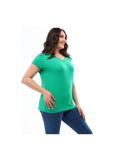 Aytemas V Yaka Basic Bluz Yeşil