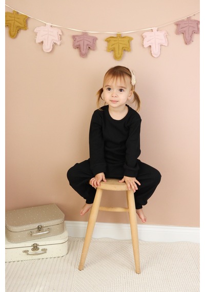 MiaBaby Kaşkorse Mevsimlik Pijama Takım Siyah