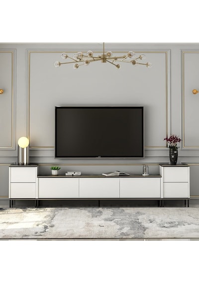 İmaj Tv Ünitesi Ve Komodin Set Traverten/gold, Oturma Odası Set, Tv Sehpası - Beyaz Beyaz İmaj Tv Ünitesi Ve Komodin Set Traverten/gold, Oturma Odası Set, Tv Sehpası - Beyaz Beyaz