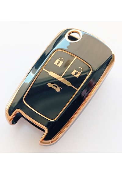 Chevrolet Cruze Uyumlu Nano Silikon Anahtar Kumanda Kılıfı Oto Anahtarlık Gold - Siyah