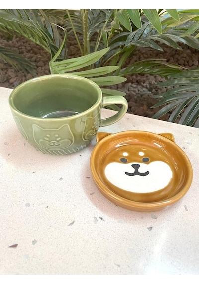 Seramik Kawaii Karikatür Sevimli Köpek Fincan Kahve Süt Kapaklı Kupa Hediye